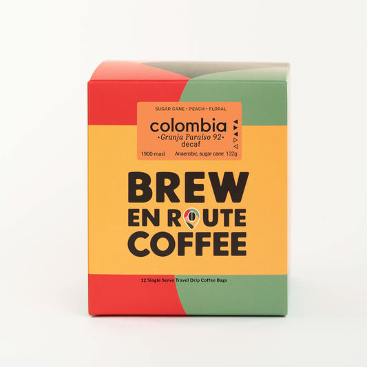 Decaf Colombia Sugar Cane Granja Paraíso 92  | Travel Drip Coffee Single Serve (12 pack)