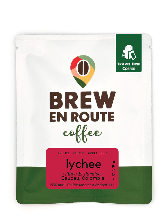 Lychee Finca El Paraiso Colombia | Diego Samuel Bermudez Tapia | Travel Drip Coffee Single Serve (12 pack)