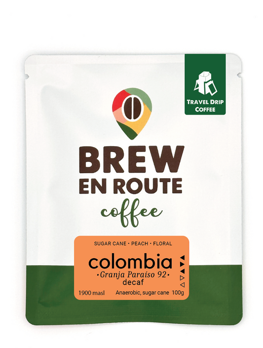 Decaf Colombia Sugar Cane Granja Paraíso 92  | Travel Drip Coffee Single Serve (12 pack)